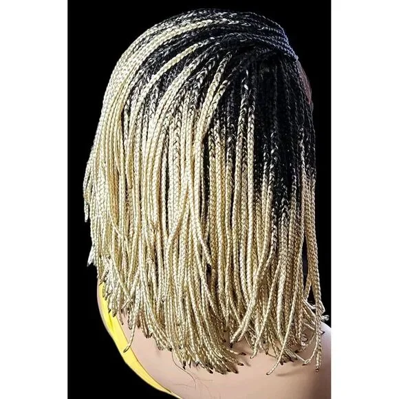 Handmade Braided Lace Wigs, Bob cut, ombre Micro millions braids. Short NWT
